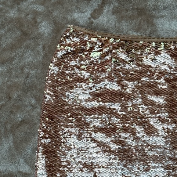 True Sequence MINI Skirt Size Small champaigne coloring Vintage 21 - Picture 8 of 11